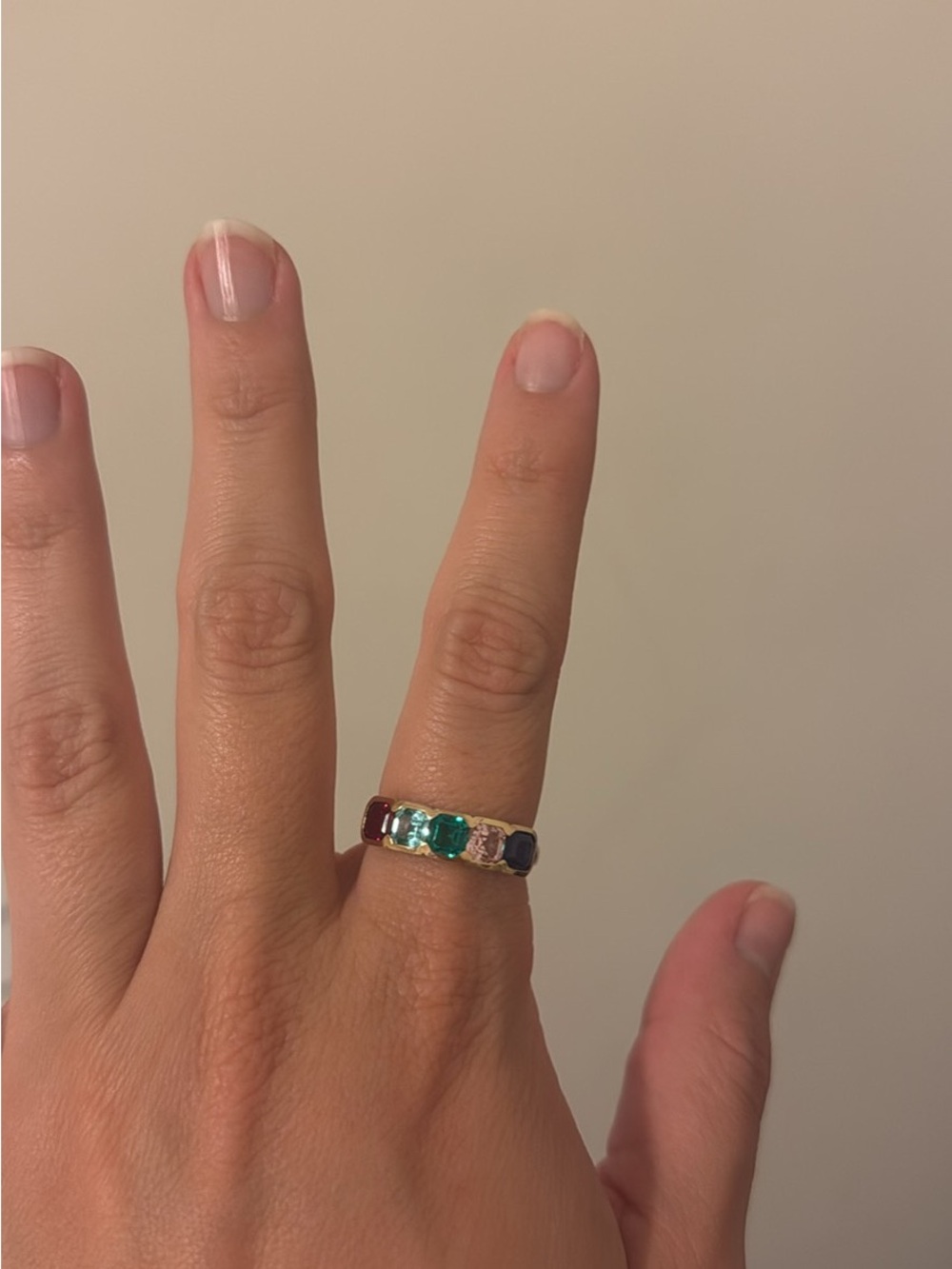 10k Yellow Gold Multi-Gemstone Band Ring